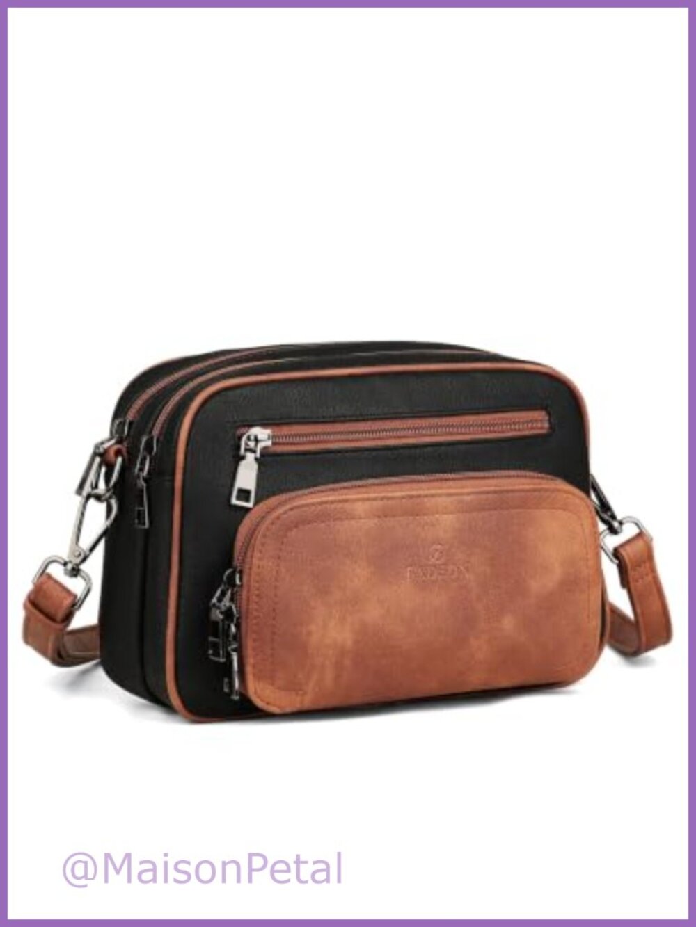 FADEON Women's Multi-Pocket PU Leather Crossbody Bag Adjustable Strap